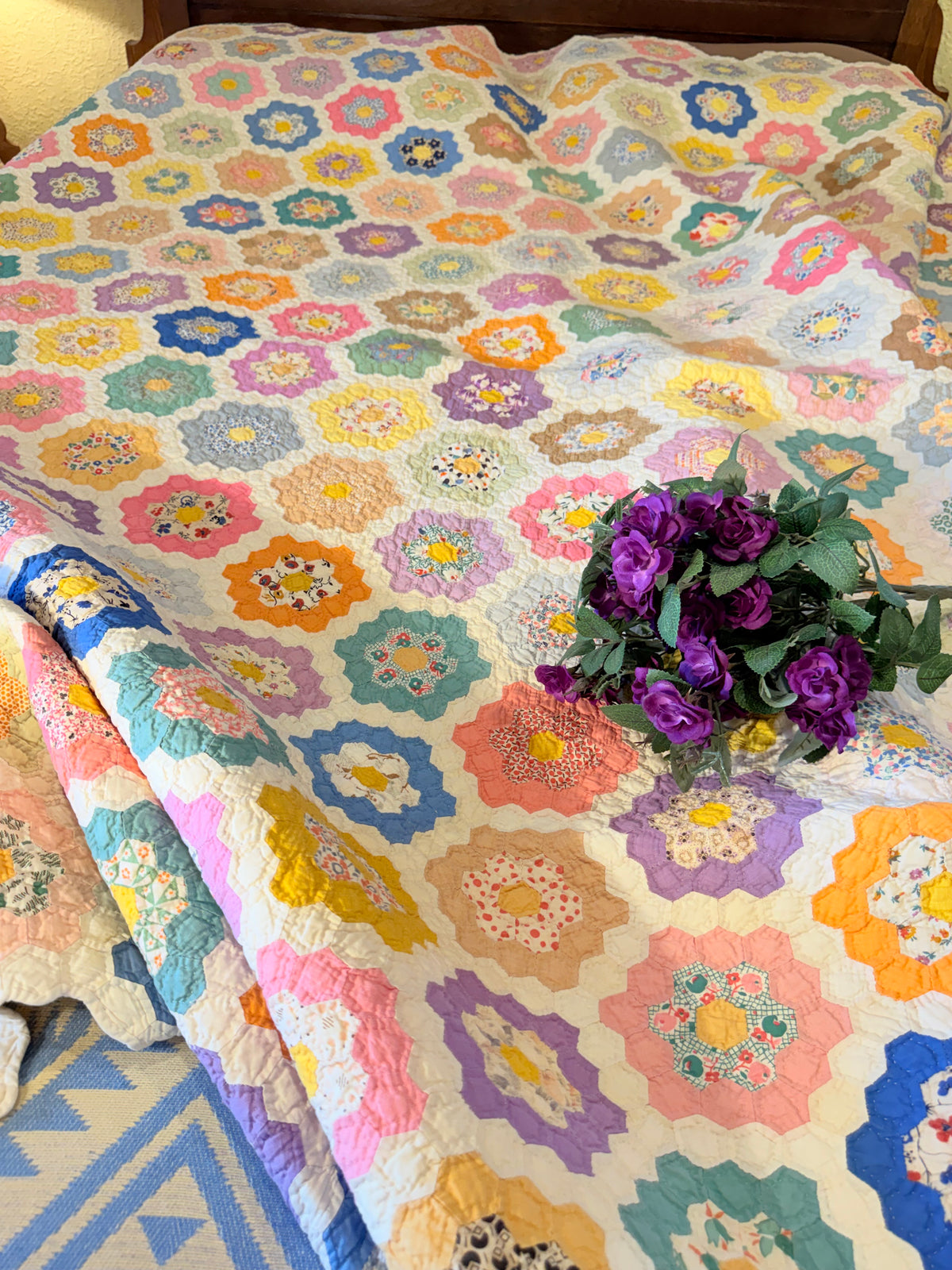 Incredible Museum Quality Miniature Flower Garden Quilt