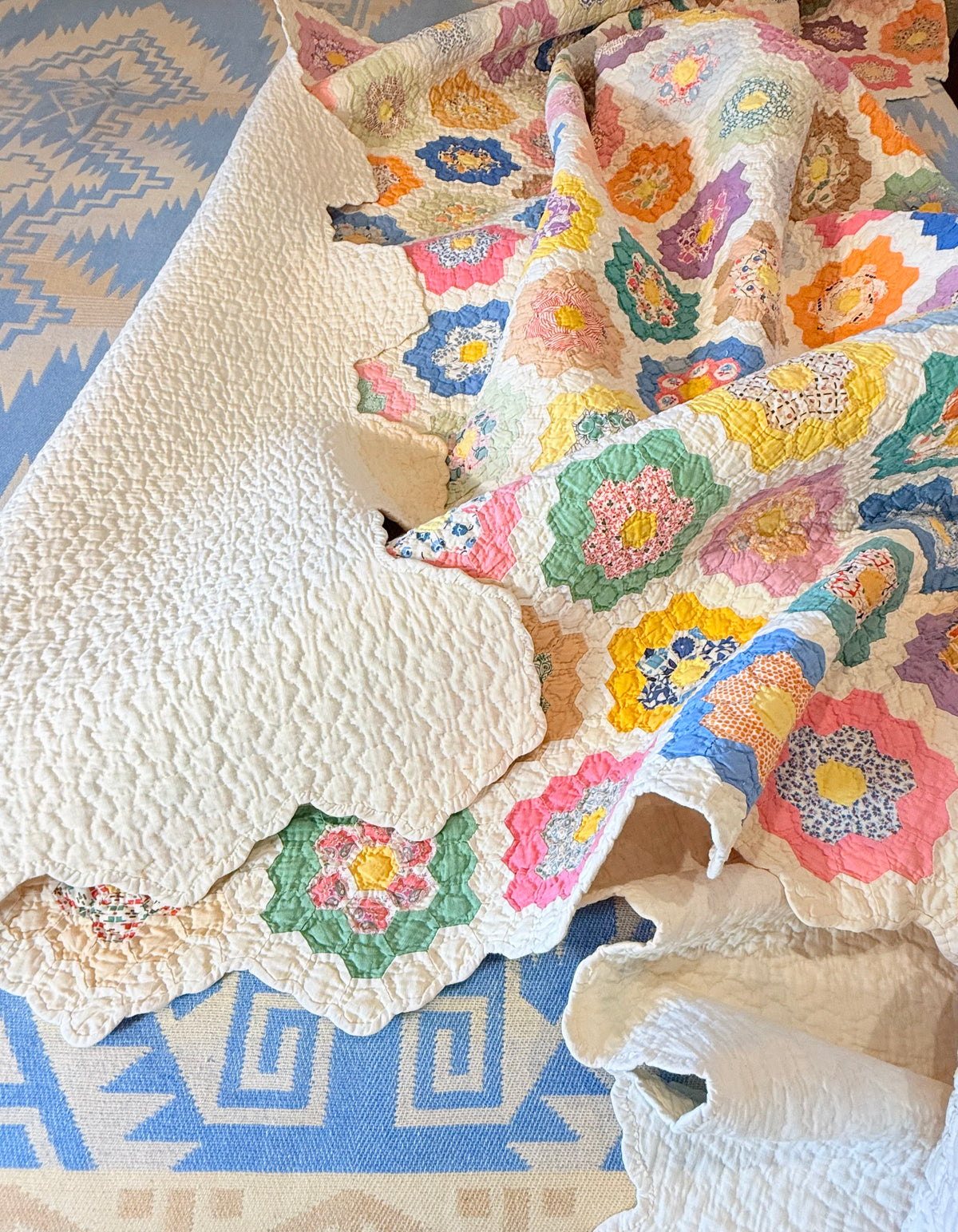 Incredible Museum Quality Miniature Flower Garden Quilt