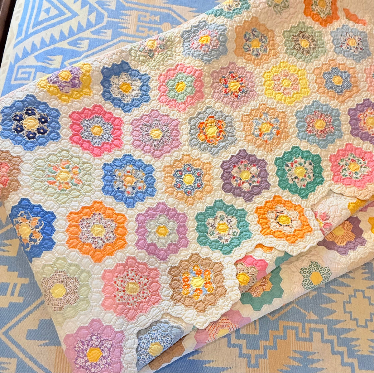 Incredible Museum Quality Miniature Flower Garden Quilt