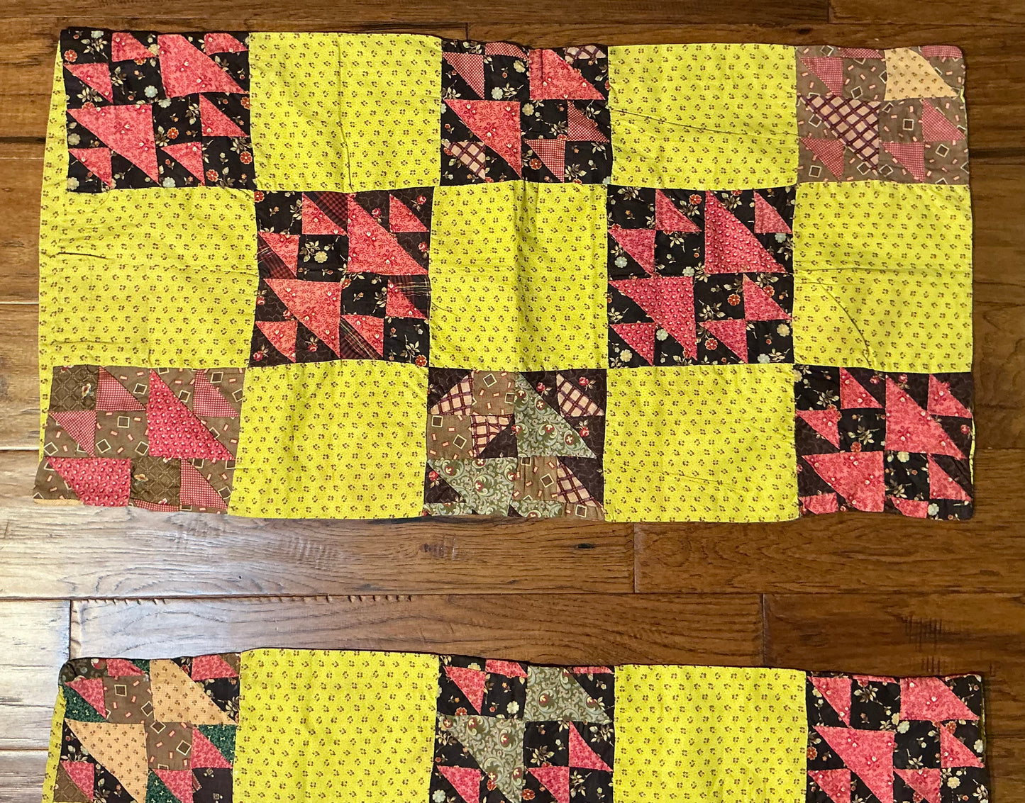 Rare Pair of Antique Patchwork Double X  Pieced Pillowcases