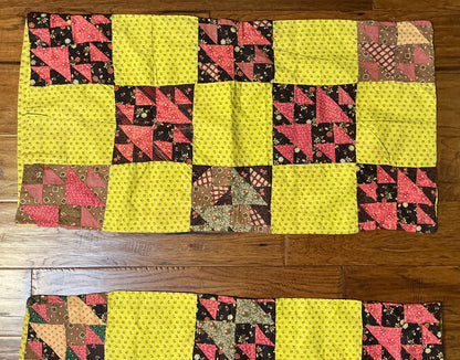 Rare Pair of Antique Patchwork Double X  Pieced Pillowcases