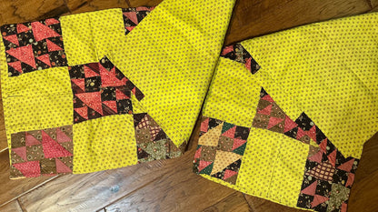 Rare Pair of Antique Patchwork Double X  Pieced Pillowcases