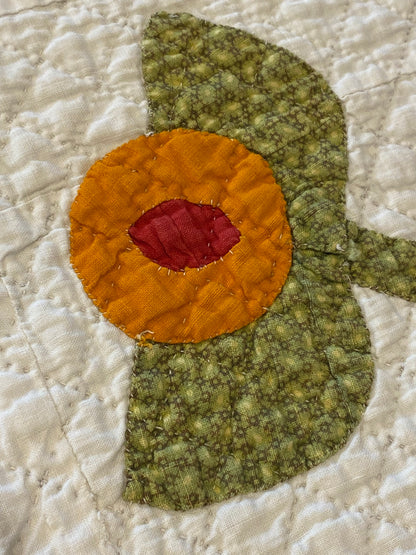 Folk Art Baskets and Scissors Appliqué Quilt