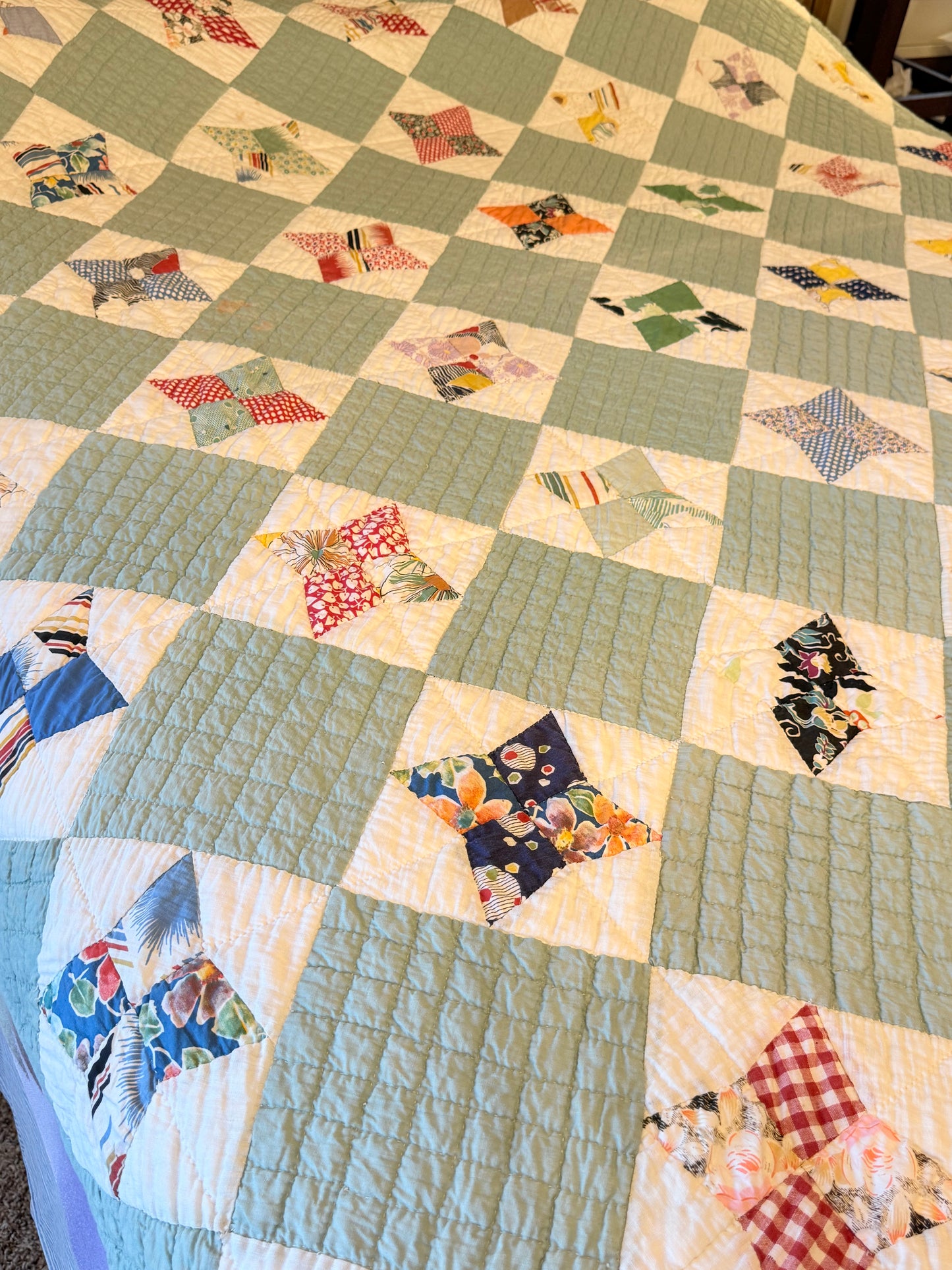 Scrappy 4 Point Stars Variation Quilt