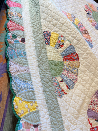 Dresden Plate with Rainbow Border Quilt