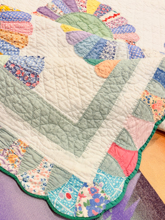 Dresden Plate with Rainbow Border Quilt