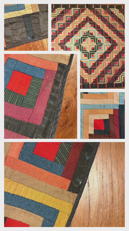 Barn Raising Log Cabin Wool Quilt